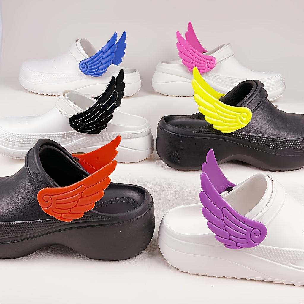 Women's Shoe Accessories Removable PVC Angel Wings Heel Decorations for Hole Shoes