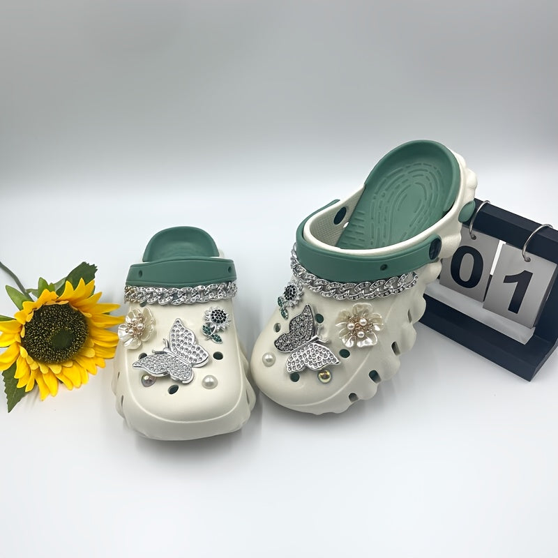 Women's Breathable EVA Sandals with Butterfly Chain Detail, Adjustable Straps