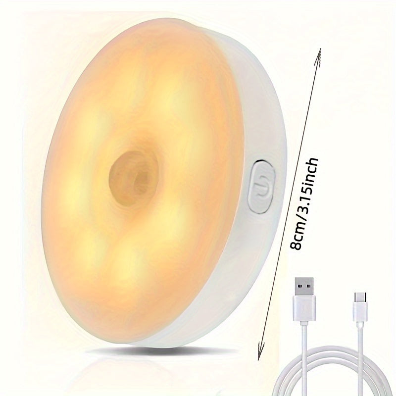 3-Pack Motion Sensor Closet Lights USB Rechargeable Wireless Indoor LED with Infrared Sensor White Yellow