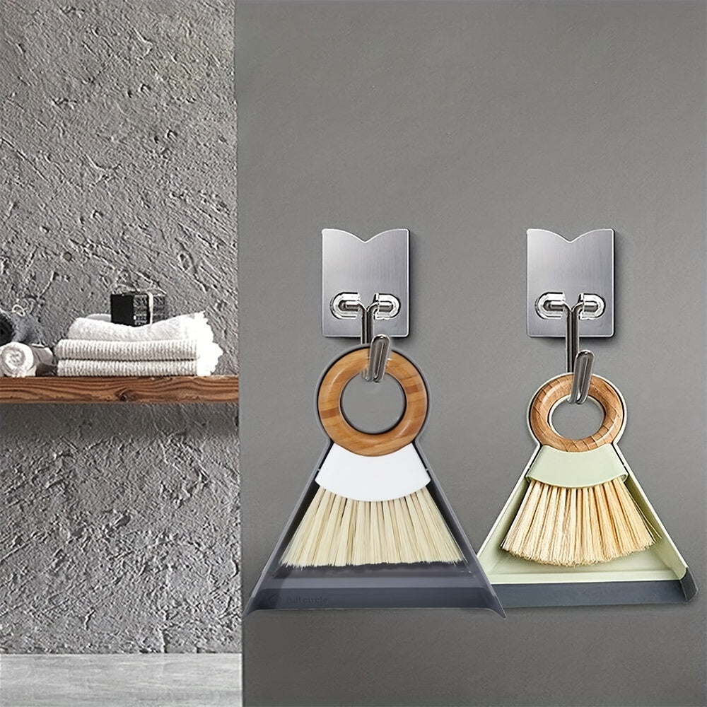 Mini Desktop Broom Duster Set with Wooden Handle for Keyboard Windows and Pet Waste