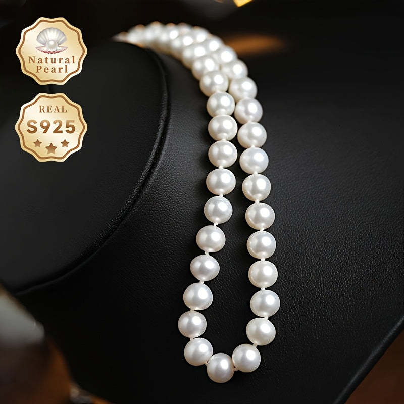 MUFAN Ayollar uchun Elegant Luxury Pearl Necklace – 6-7mm haqiqiy shirin suv marvaridlari, xavfsiz S925 sterling kumush qopqog'i, qoplamasiz – Kundalik kiyish va maxsus tadbirlar uchun ideal, Iyun tug'ilgan toshi bilan, Sovg'a qutisida keladi.