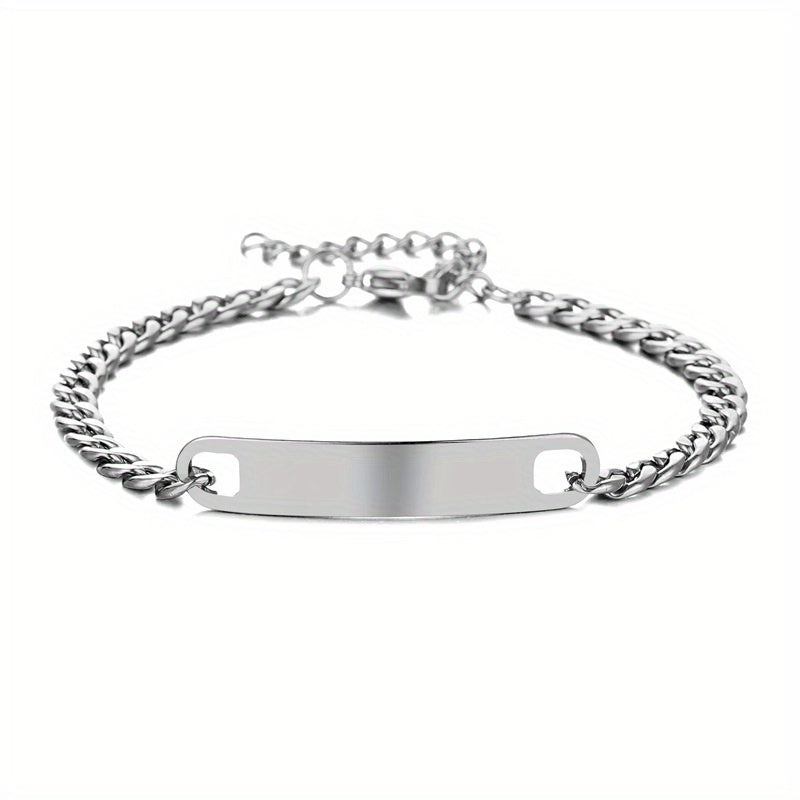 Stainless Steel Men's Bracelet 12mm Cuban Chain Retro Style Smooth Curved