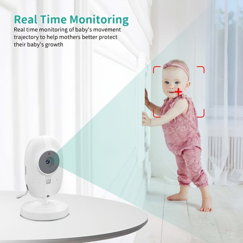 Baby Monitor with 720P HD Camera 8.89cm LCD Screen Night Vision Two-Way Audio Temperature Display