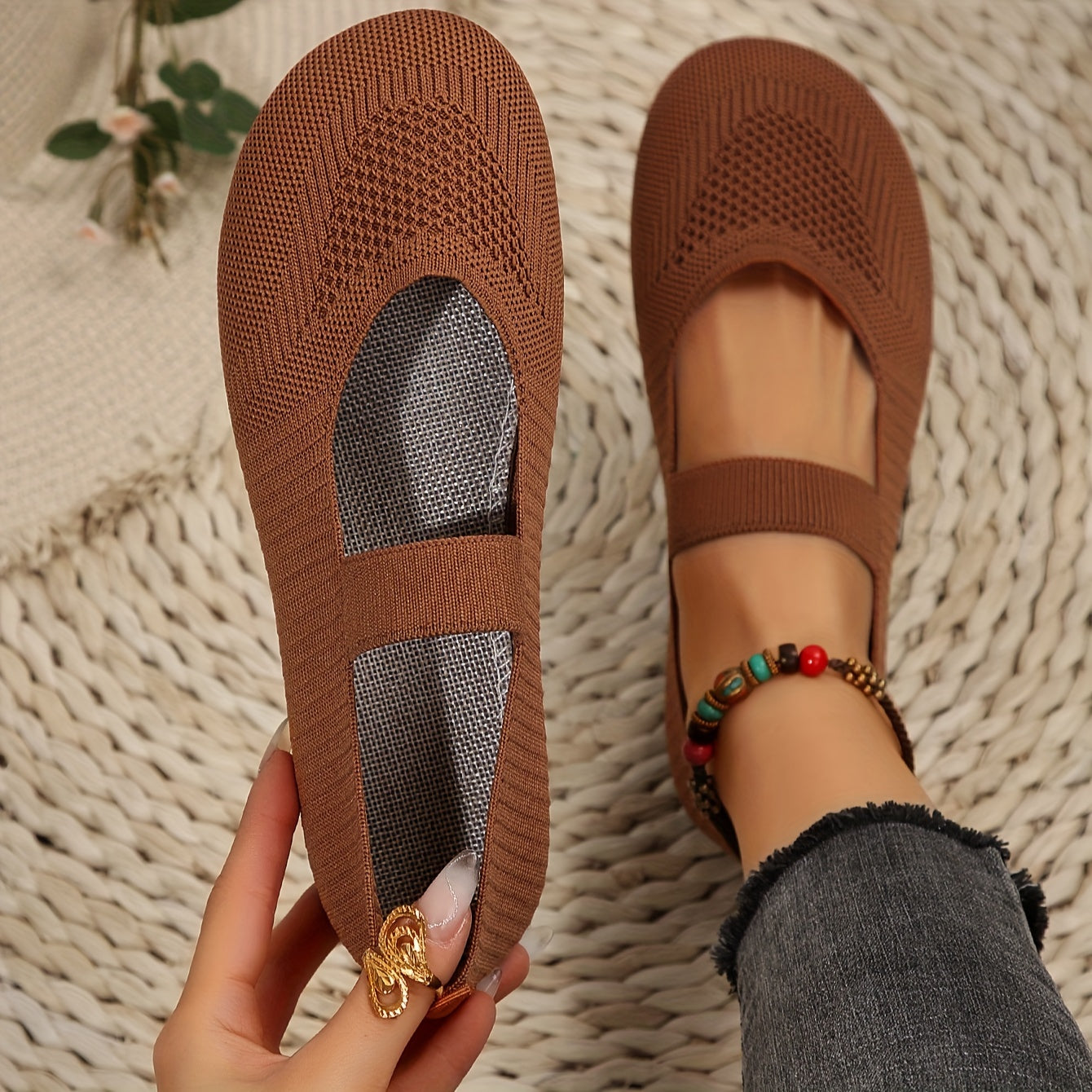 Women's Breathable Solid Flat Shoes Casual Slip On Lightweight Comfortable