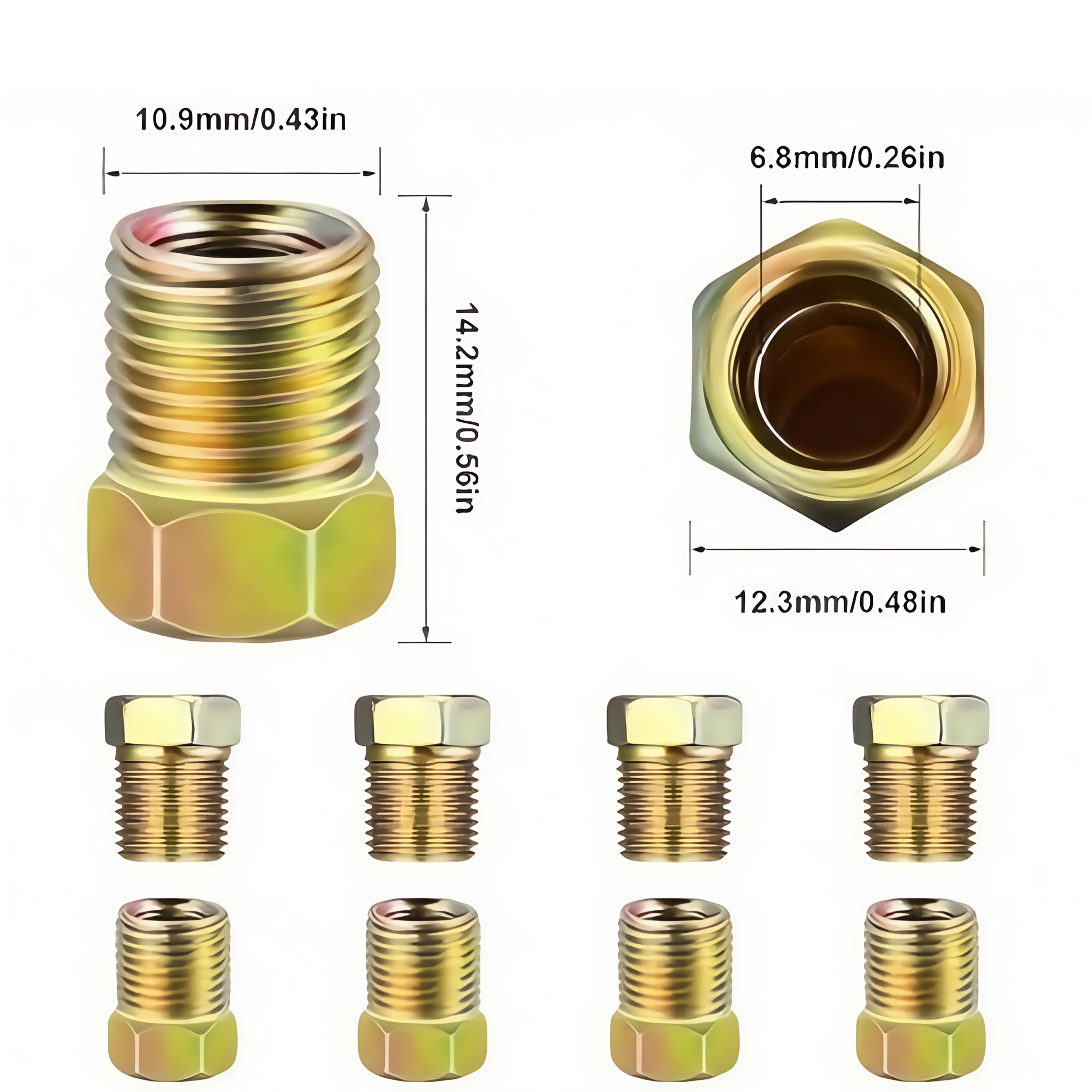 Набор из 12 фитингов для тормозных линий для трубок диаметром 3/16 и 1/4 дюйма