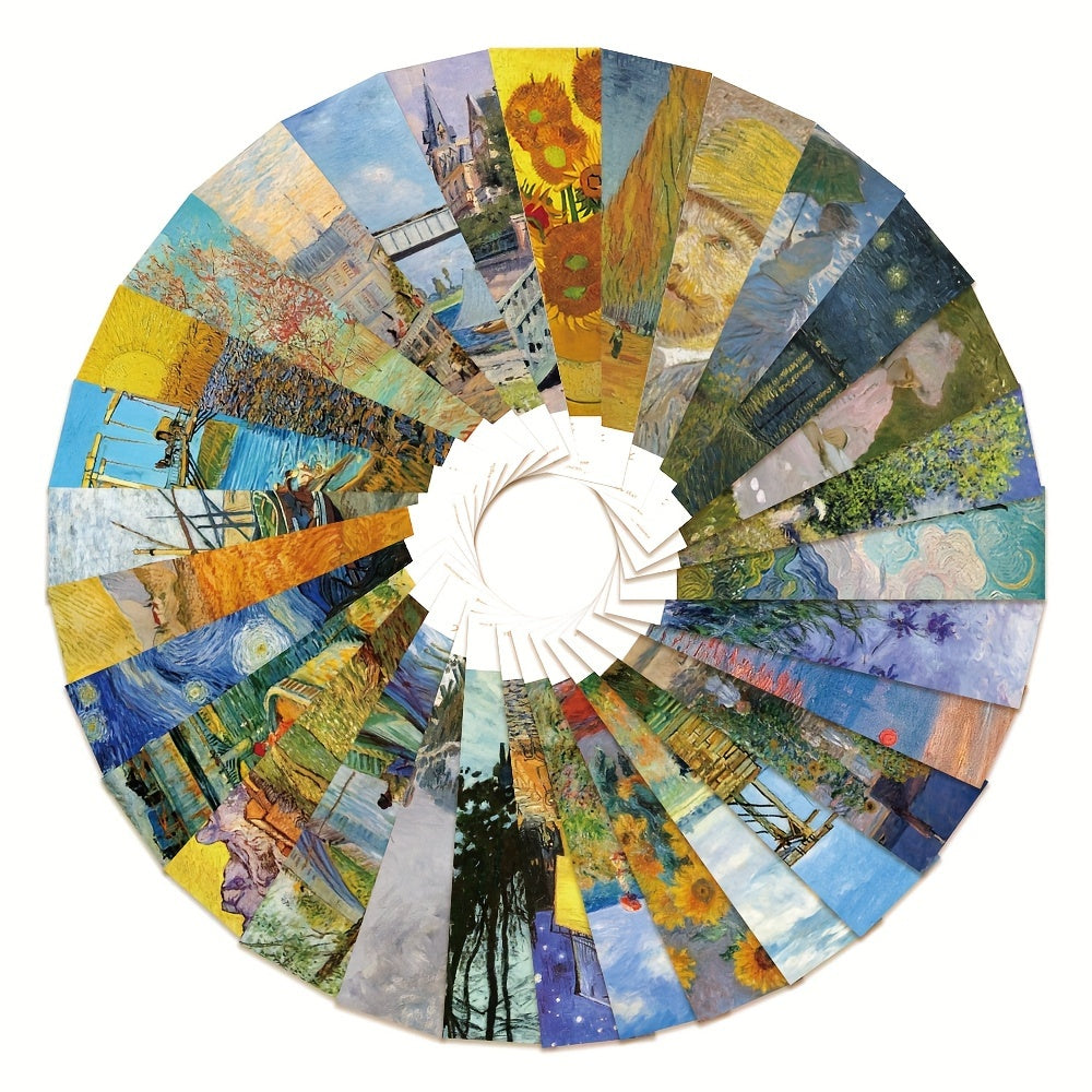 30pcs Classic Oil Painting Art Bookmarks Van Gogh Monet DIY Decor Small Cards