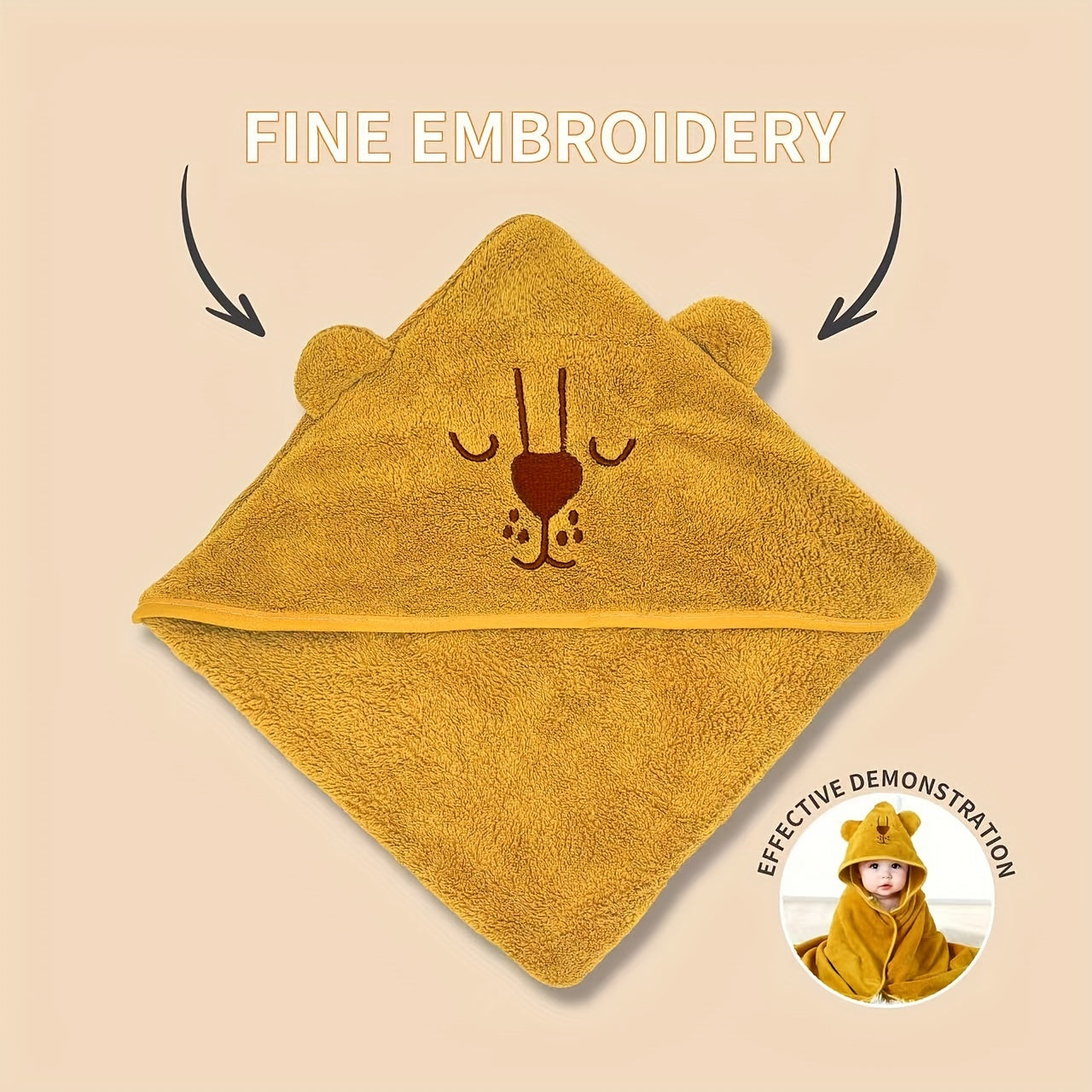 Kids Hooded Bath Towels Set Soft Cotton for Beach Bathroom Travel 2 Pack