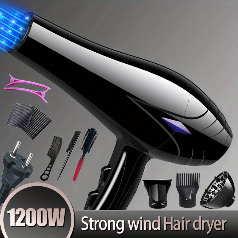 1200W Hair Dryer with Brushless Motor and Extended Reach European Plug Nozzle Included