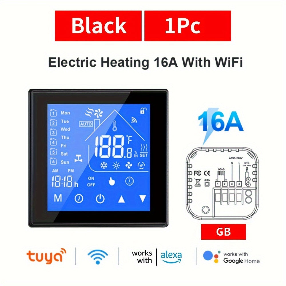 16A WiFi Smart Thermostat for Electric Floor Heating Voice Control Compatible with Google Home and Alexa