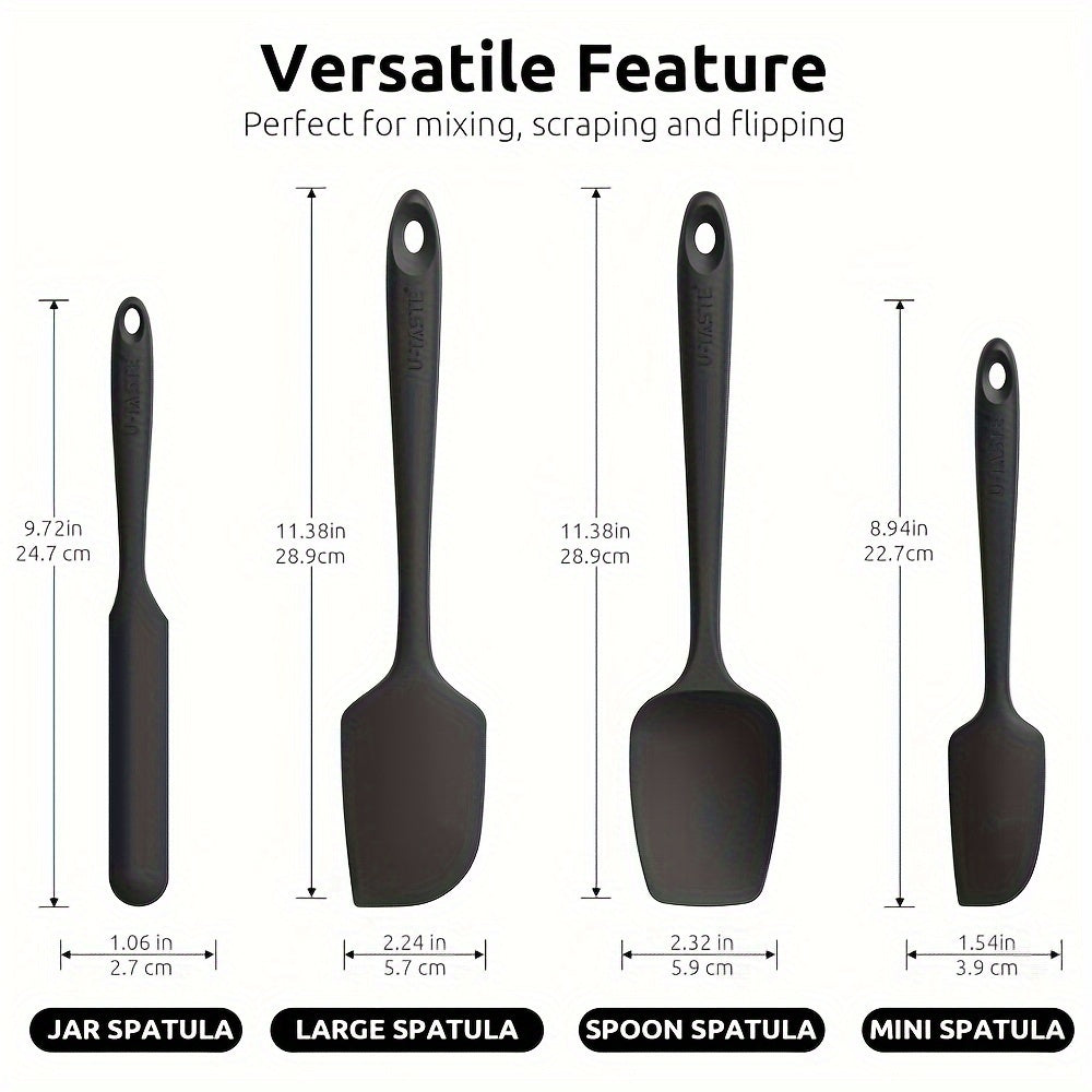 Set of 4 Silicone Spatulas Heat Resistant Up to 600°F Nonstick Safe BPA-Free