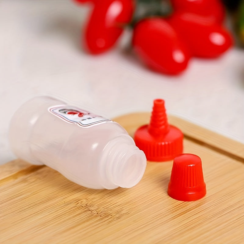 Set of 4 Mini Sauce Dispenser Bottles for Salad Ketchup Honey Soy Plastic