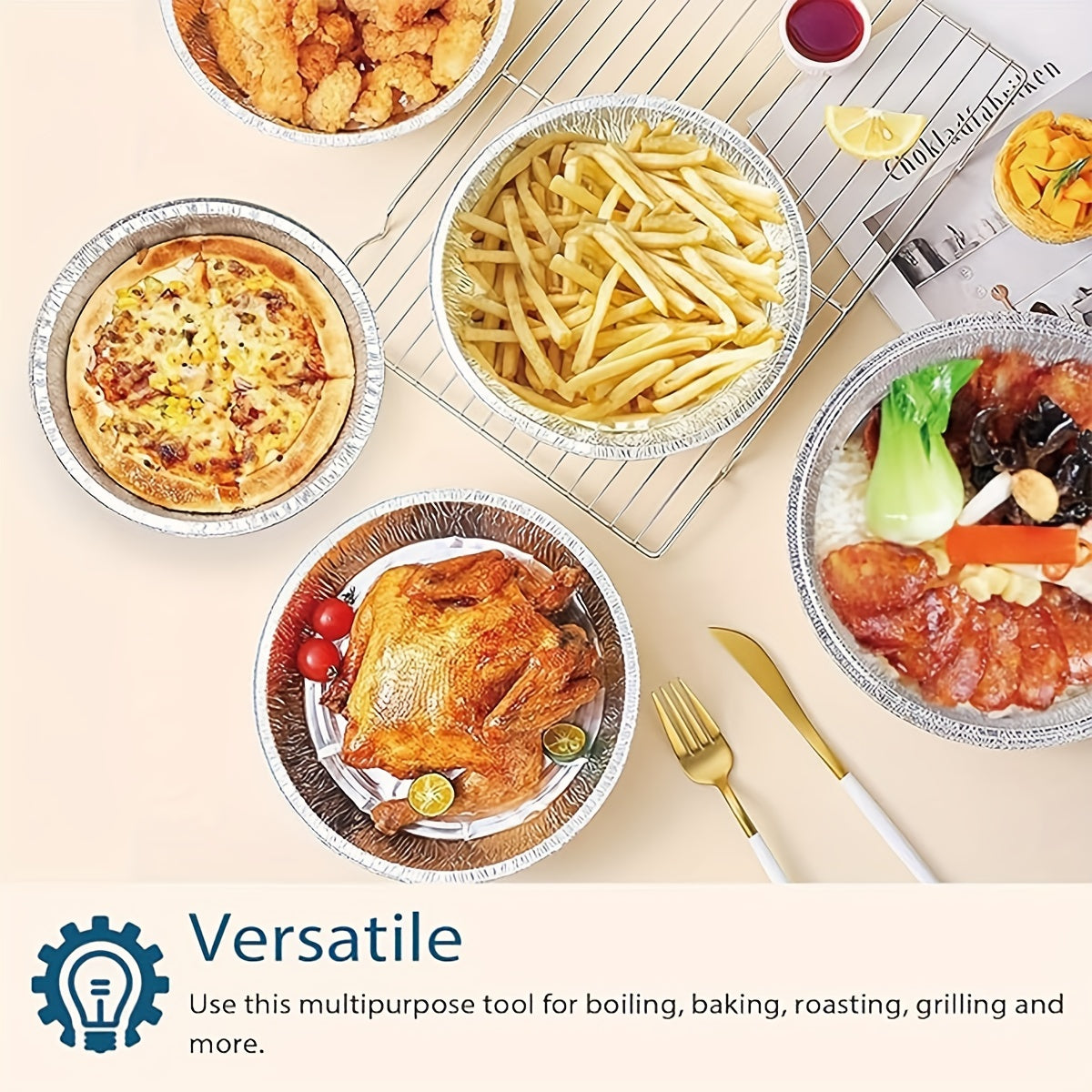 Disposable Aluminum Baking Containers with Lids 10 or 30 Pack for Cooking and Storage