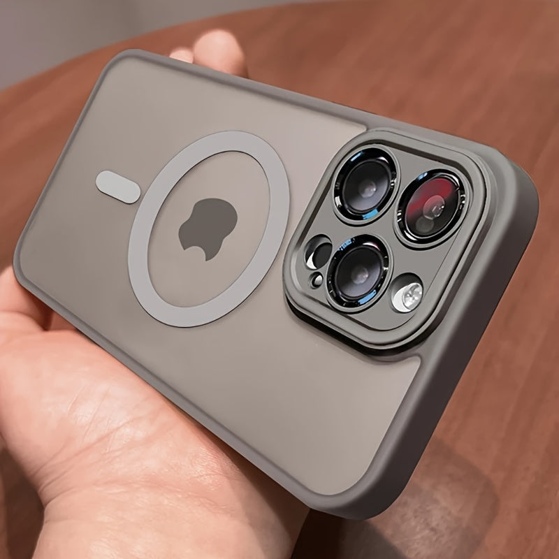 Matte Translucent Shockproof Phone Case for iPhone 11-16 Pro Max and 16 Plus with Camera Lens Protector and Magnetic Wireless Charging