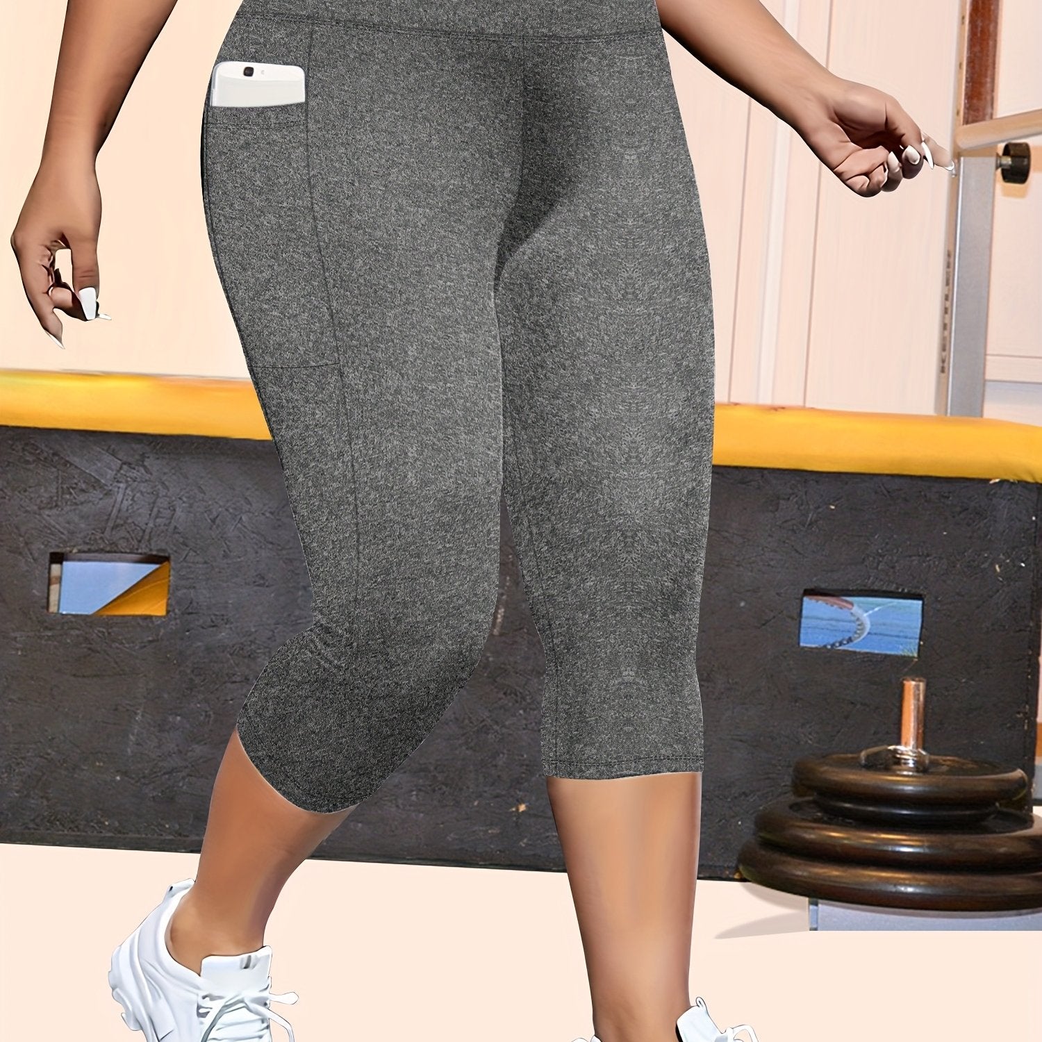 Plus Size High-Waisted Leopard Print Capri Pants Stretchy Casual Skinny Jeans