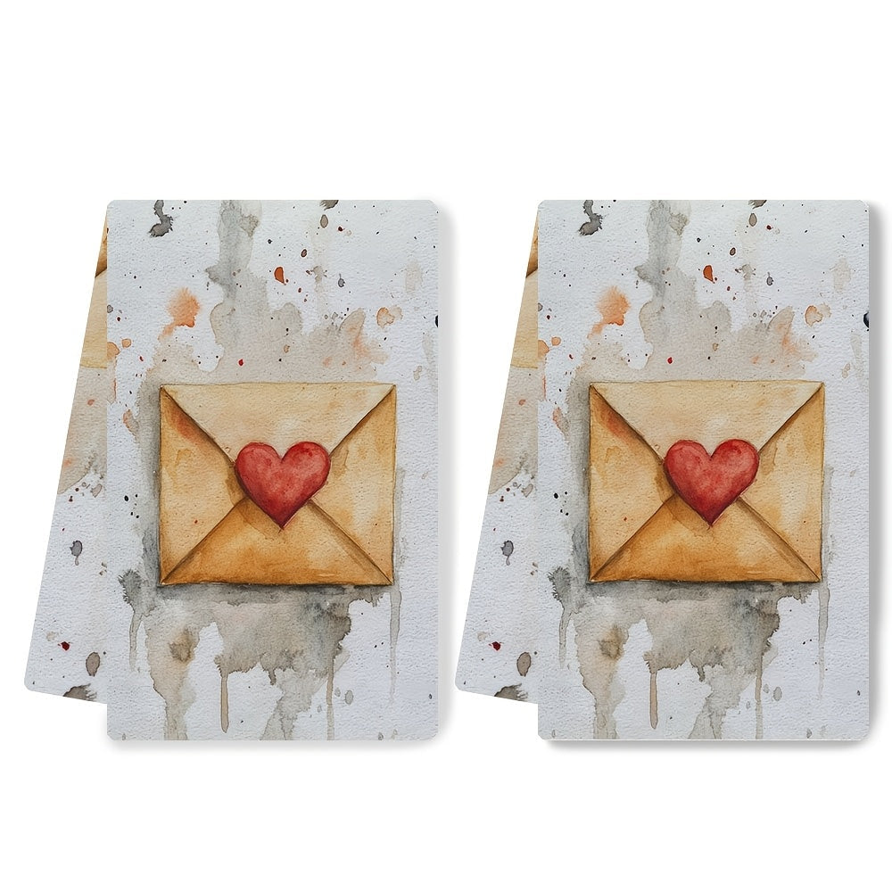Juego de 2 toallas de cocina para el Día de San Valentín, toallas de lavado ultra suaves y absorbentes