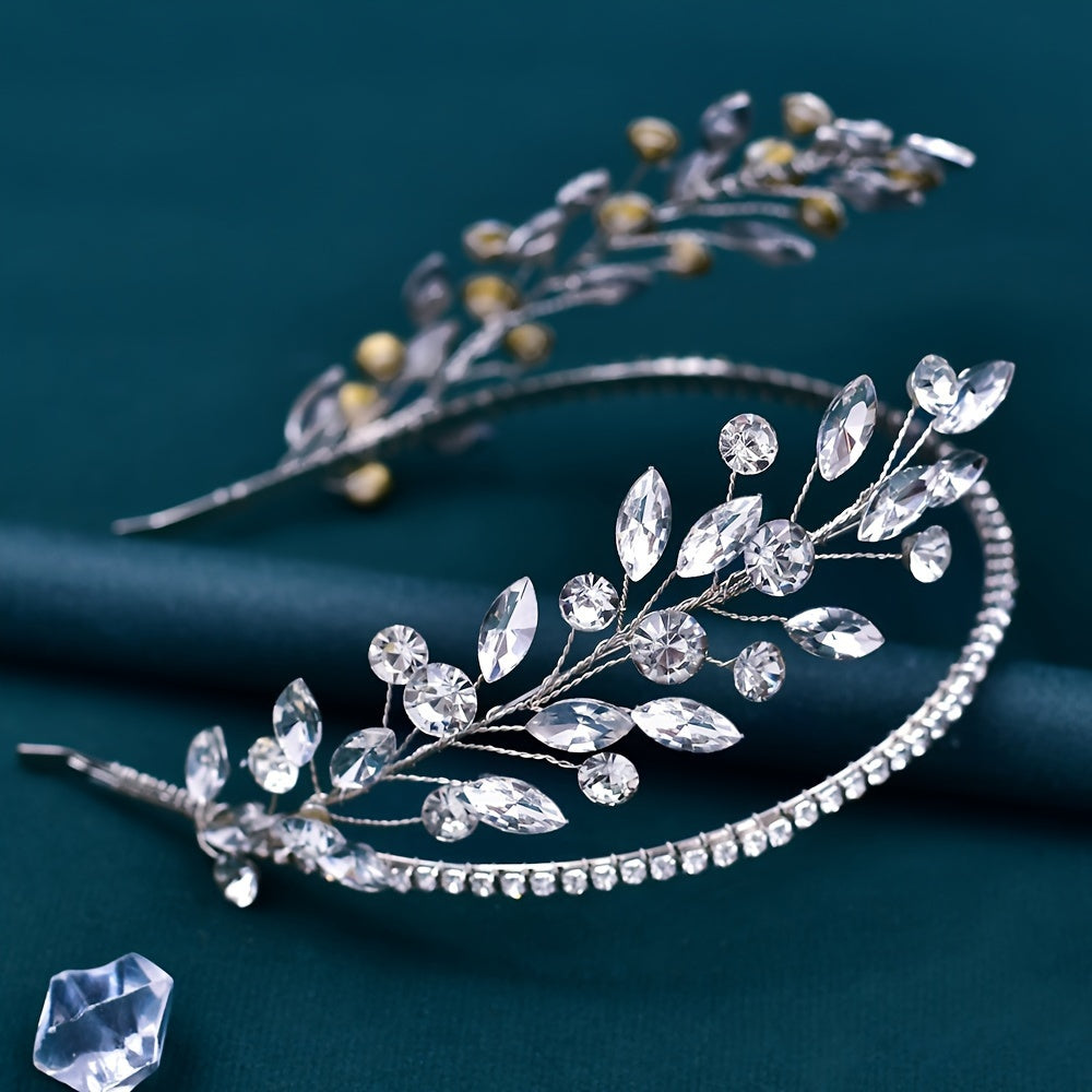 Adorno para la cabeza de novia, corona de pedrería, accesorio para el cabello de boda, forma de disco, diadema sencilla