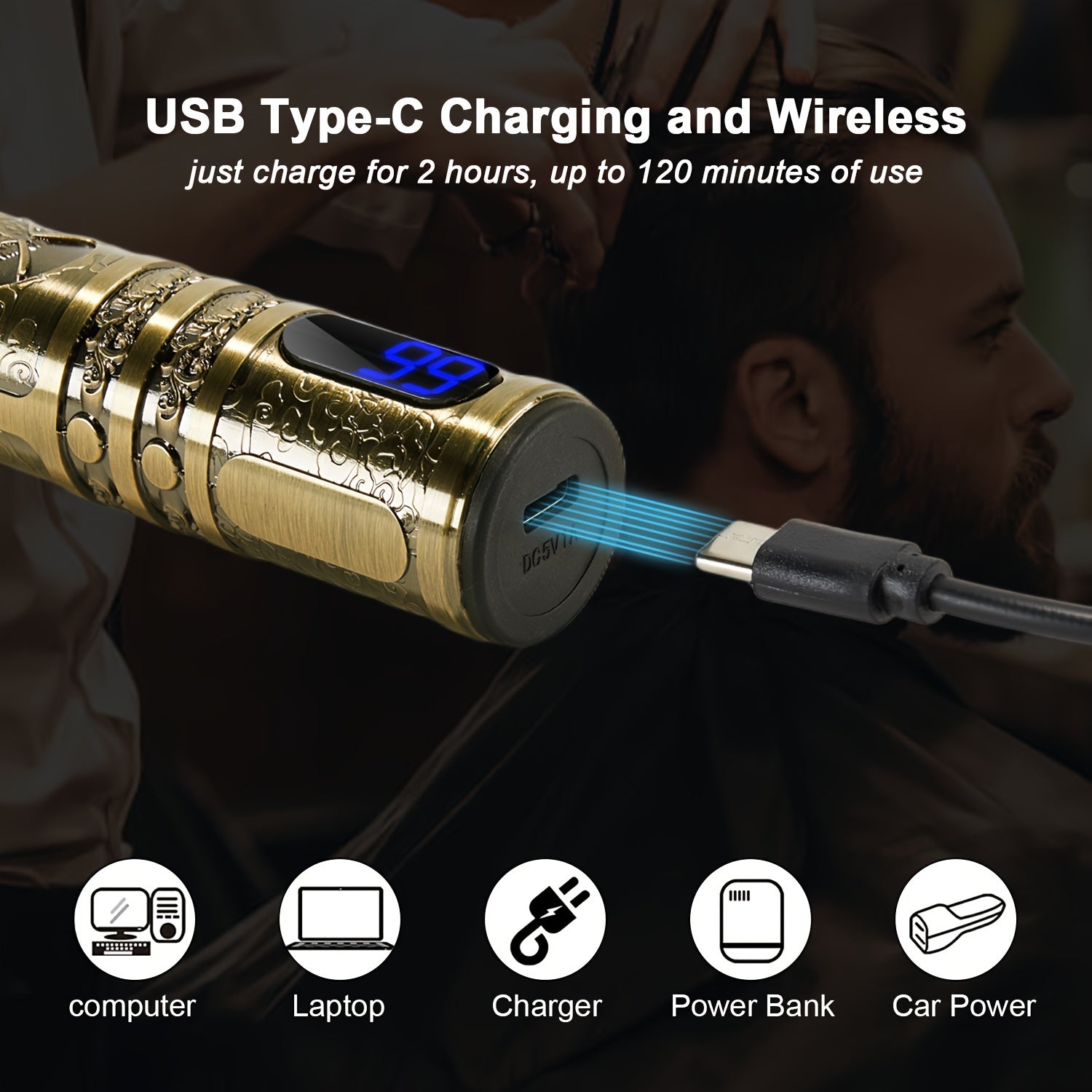 Мужской набор для ухода USB перезаряжаемый триммер для волос и бороды с T-лезвием, ЖК-дисплей, аксессуары