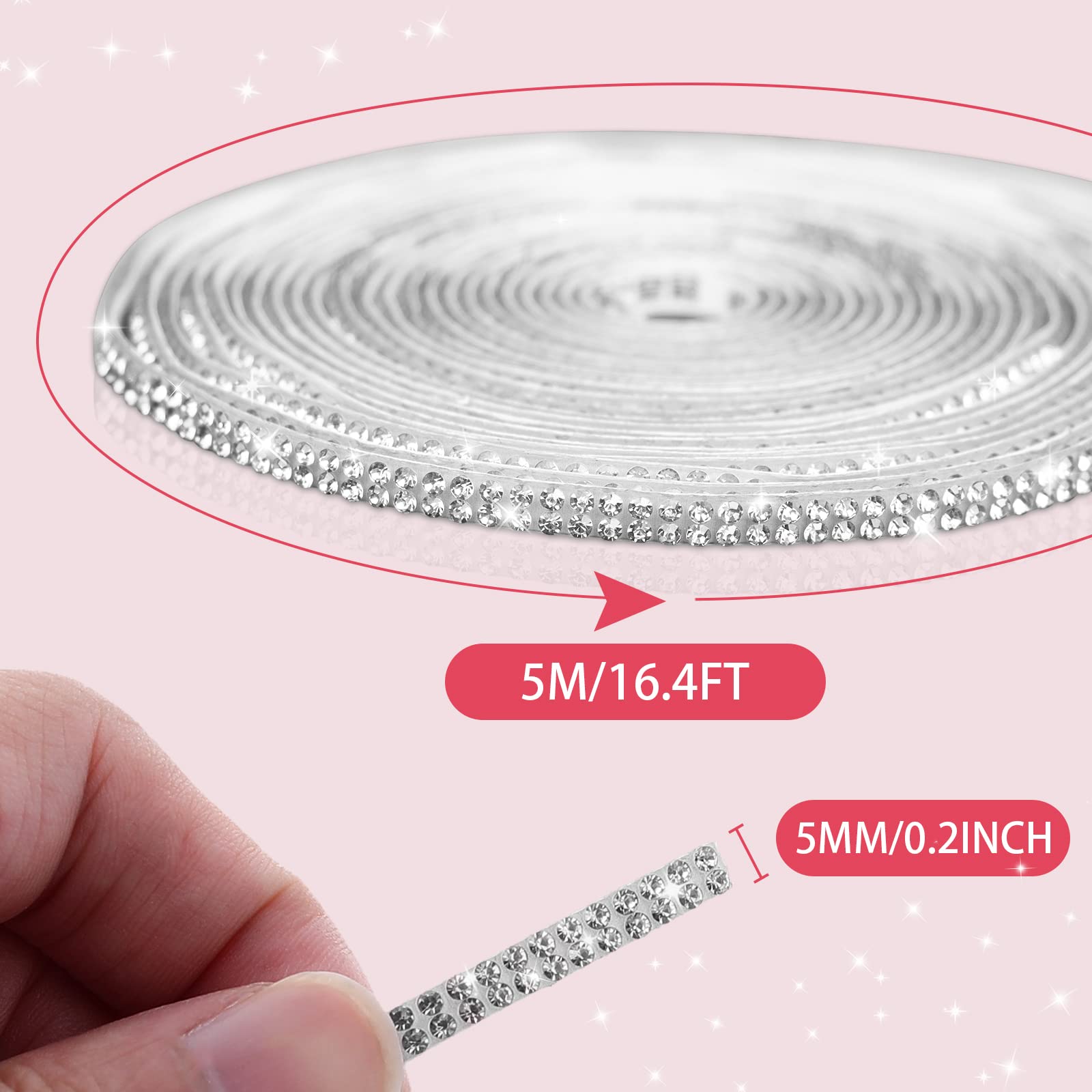 Ayollar uchun porloq rhinestone avtomobil bo'lagi stikerlari, o'z-o'zini yopishtiradigan panel dekoratsiyasi