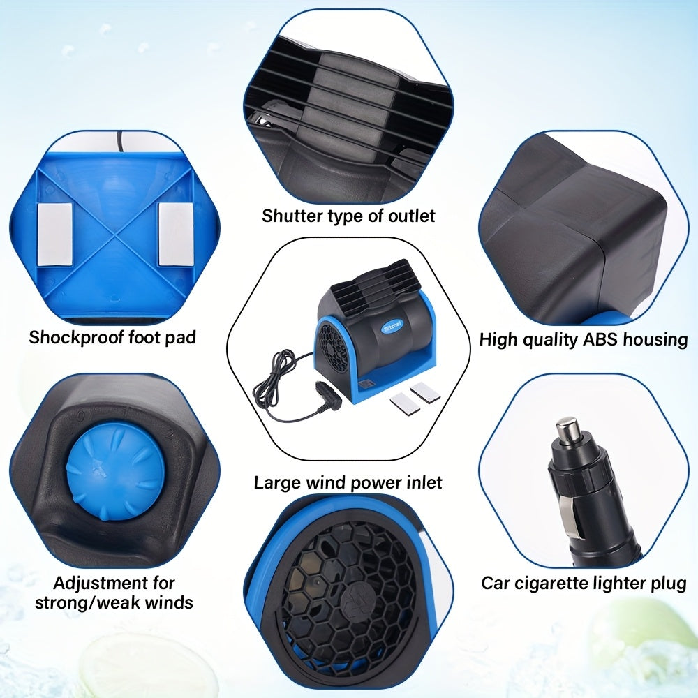 Vehicle Air Fan for Cars Trucks Boats RVs Silent Cooling 12V Low Noise