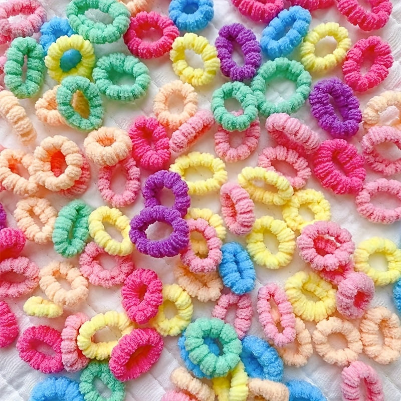 Paquete de 100 gomas de pelo elásticas para niñas, bandas de toalla de poliéster suave para uso diario