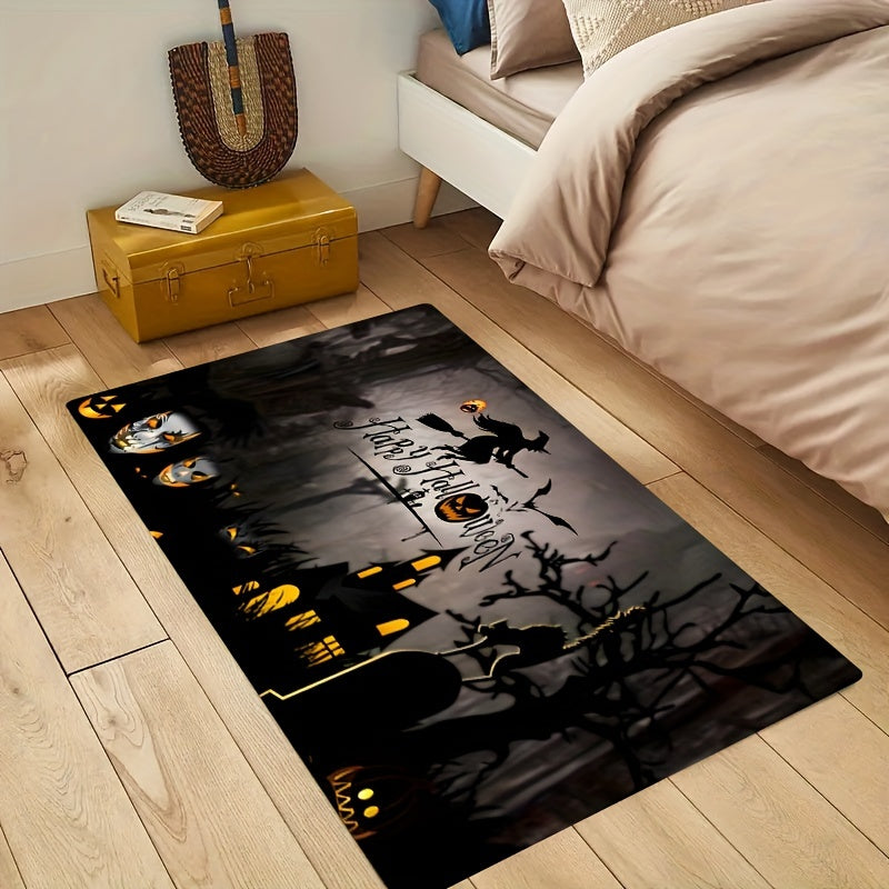 Halloween Horror Letter Print Flannel Mat Plush Durable Anti-Skid Entrance Rug