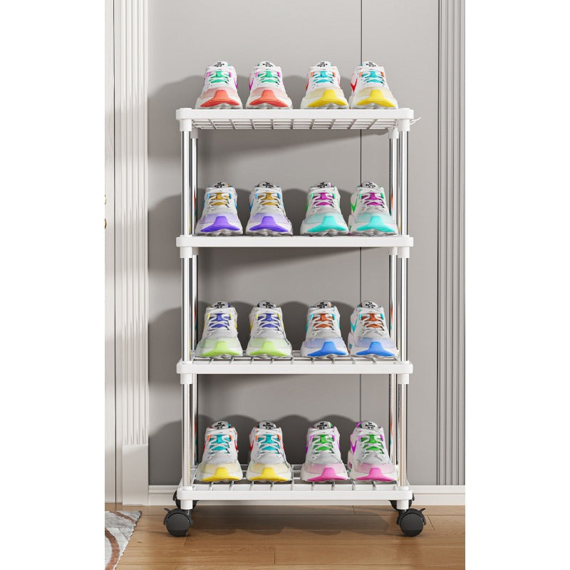 Rolling Storage Rack Organizer with Wheels, Multi-Tier Metal and Plastic, Kitchen Bathroom Shoes
