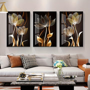 Set of 3 Black and Gold Flower Wall Art Posters Canvas Paintings for Living Room Decor 15.7x23.6 Inches