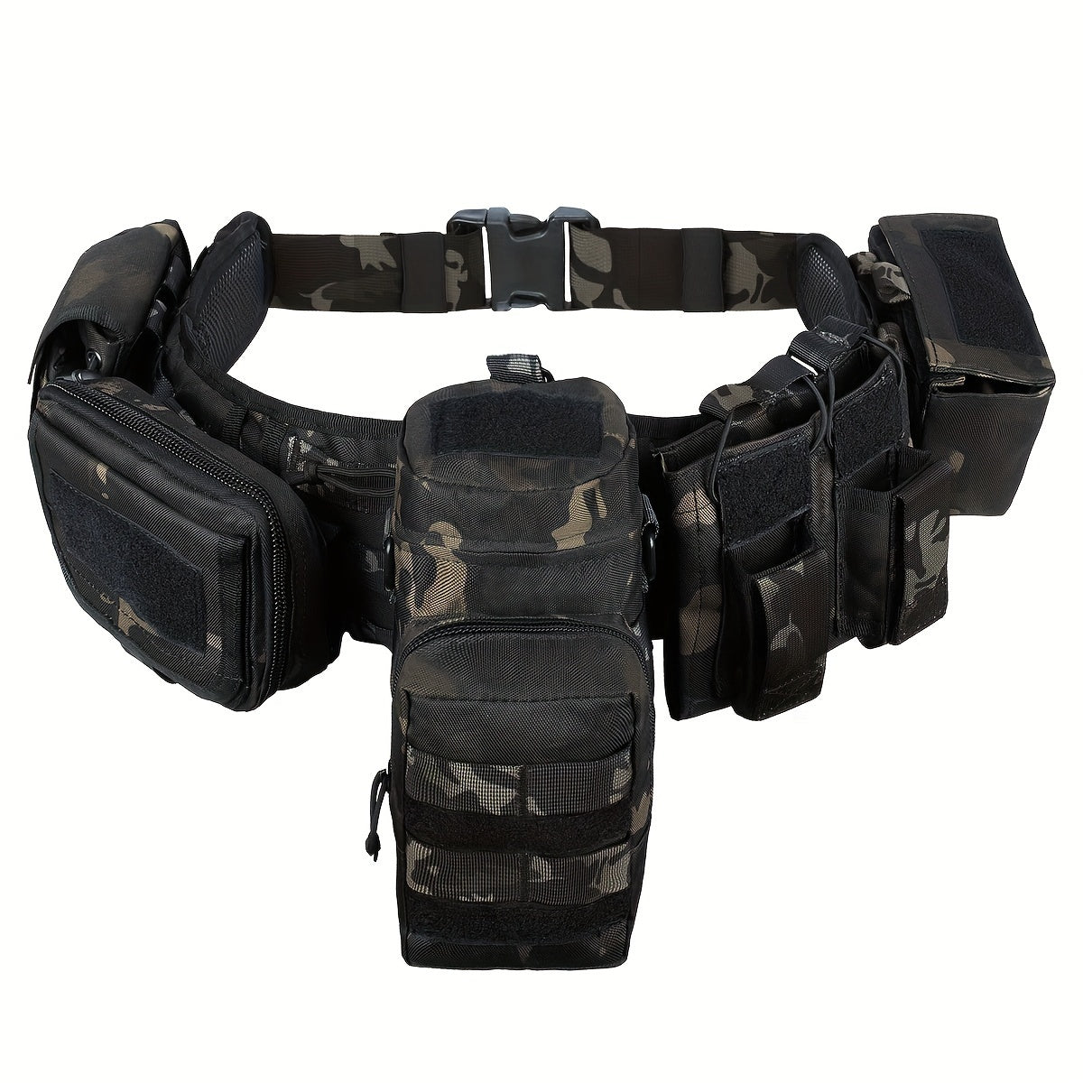 Tactical Utility Belt Set with MOLLE System Camouflage Polyester for Hunting and Fishing