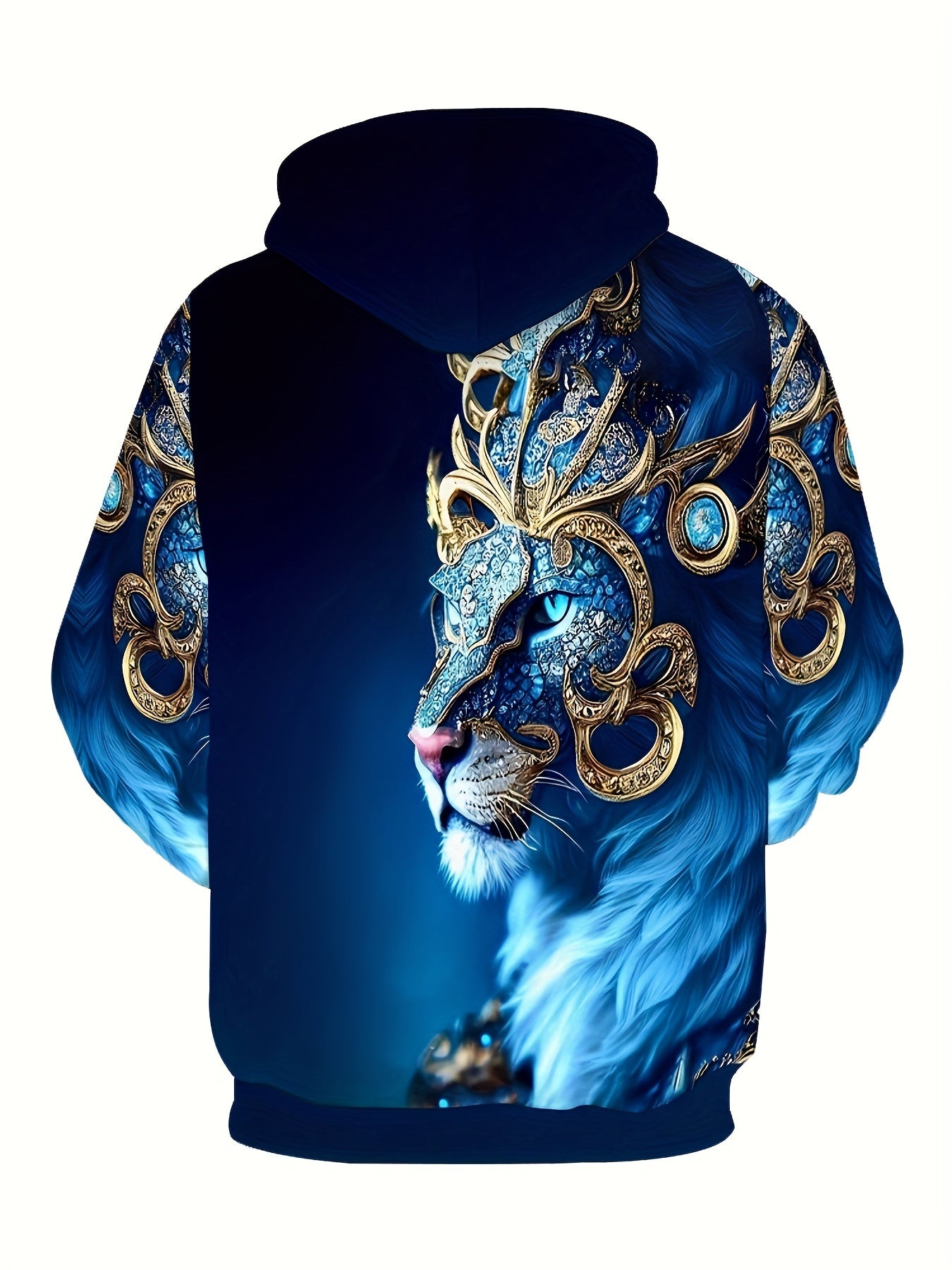 Plus Size Oversized Hooded Sweatshirt with 3D Tiger Print for Autumn Winter