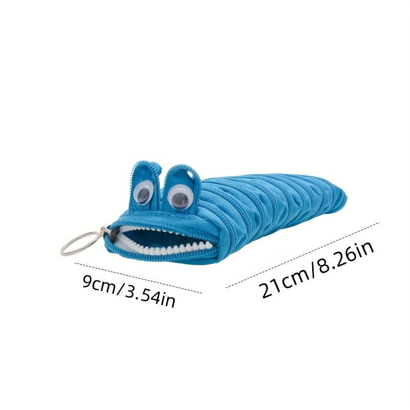 Cute Caterpillar Pencil Case with Large Capacity for Students and Makeup Storage