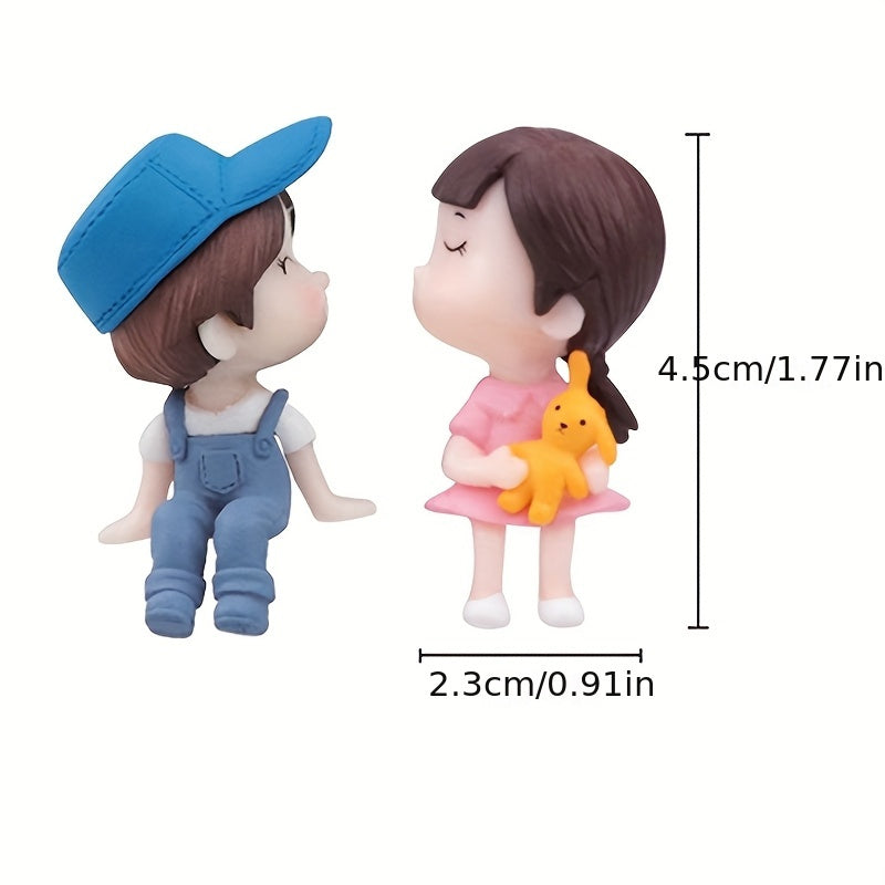 Resin Couple Car Dashboard Figurines for Rearview Mirror Decoration Gift for Men and Women