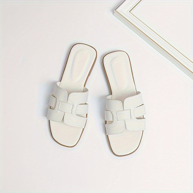 Women Summer Casual Flat Slip-On Sandals Open Toe Rubber Sole
