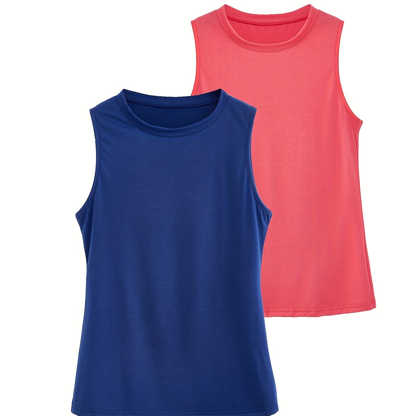 Plus Size Women's Casual Sleeveless Vest Set 2pcs Black Pink