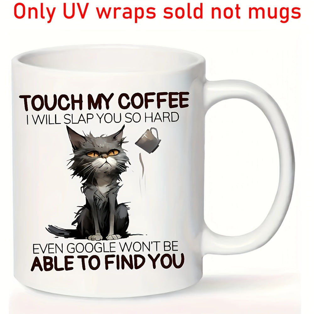 4 ta suv o'tkazmaydigan va UV nurlanishiga chidamli vinil stikerlar to'plami, 'Touch My Coffee Cat' dizayni bilan, chashkalar va qo'l san'atlari uchun ideal.