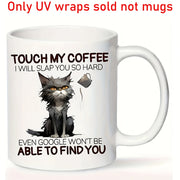 Set of 4 Waterproof UV Resistant Vinyl Stickers for Mugs and Crafts Black Cartoon Cat Design