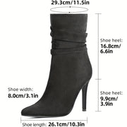 Women's Pink Velvet Pointed Toe Stiletto Ankle Boots with Zipper