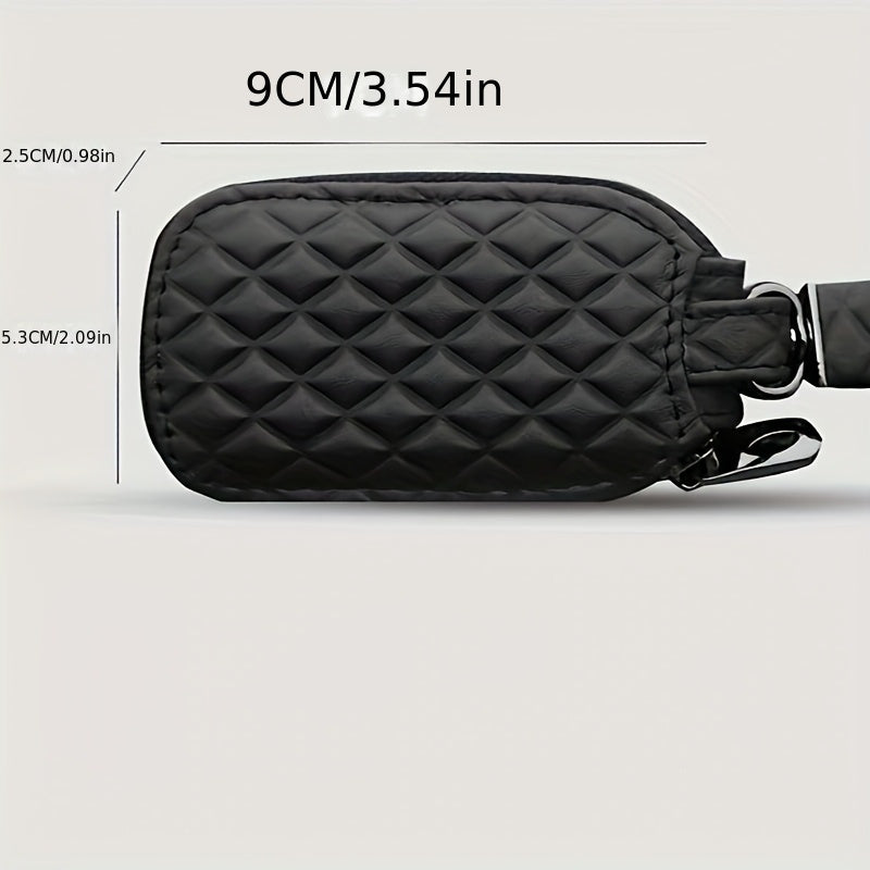 Universal Faux Leather Key Fob Cover with Embossed Diamond Pattern for Car Remote