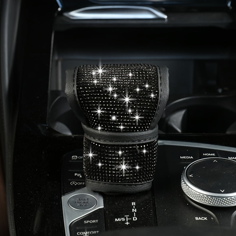 Avtomobil uzatish vintlari qopqog'i PU charmli dekorativ uzatish qopqog'i bilan soxta olmos dizayni