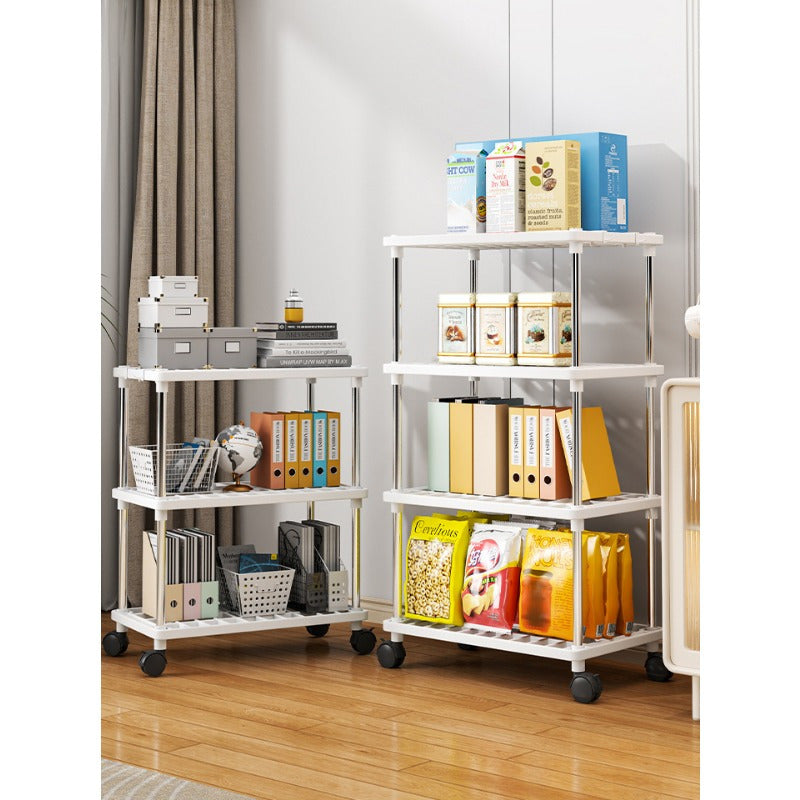 Rolling Storage Rack Organizer with Wheels, Multi-Tier Metal and Plastic, Kitchen Bathroom Shoes