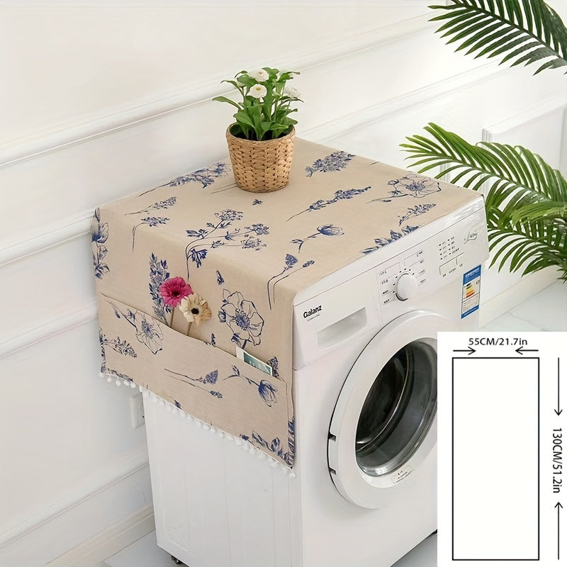 Gray Polyester Geometric Appliance Cover for Refrigerator and Washing Machine Dustproof