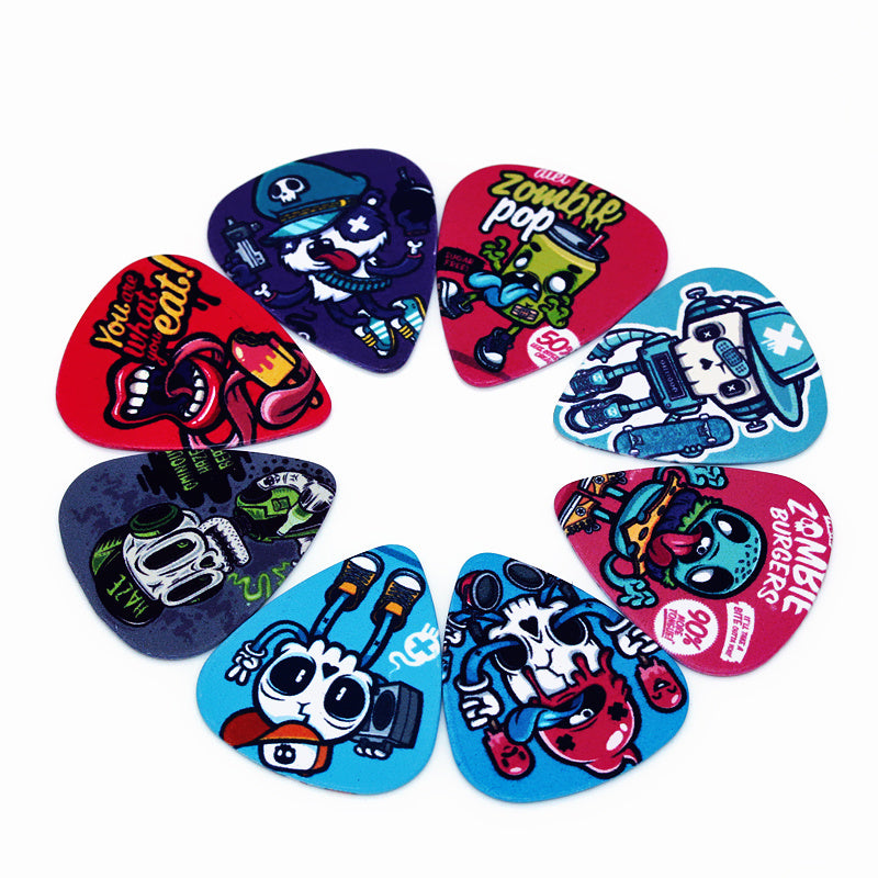 10 Colorful Cartoon Zombie Guitar Picks PVC 0.46/0.71/1.0mm for Acoustic Bass Ukulele