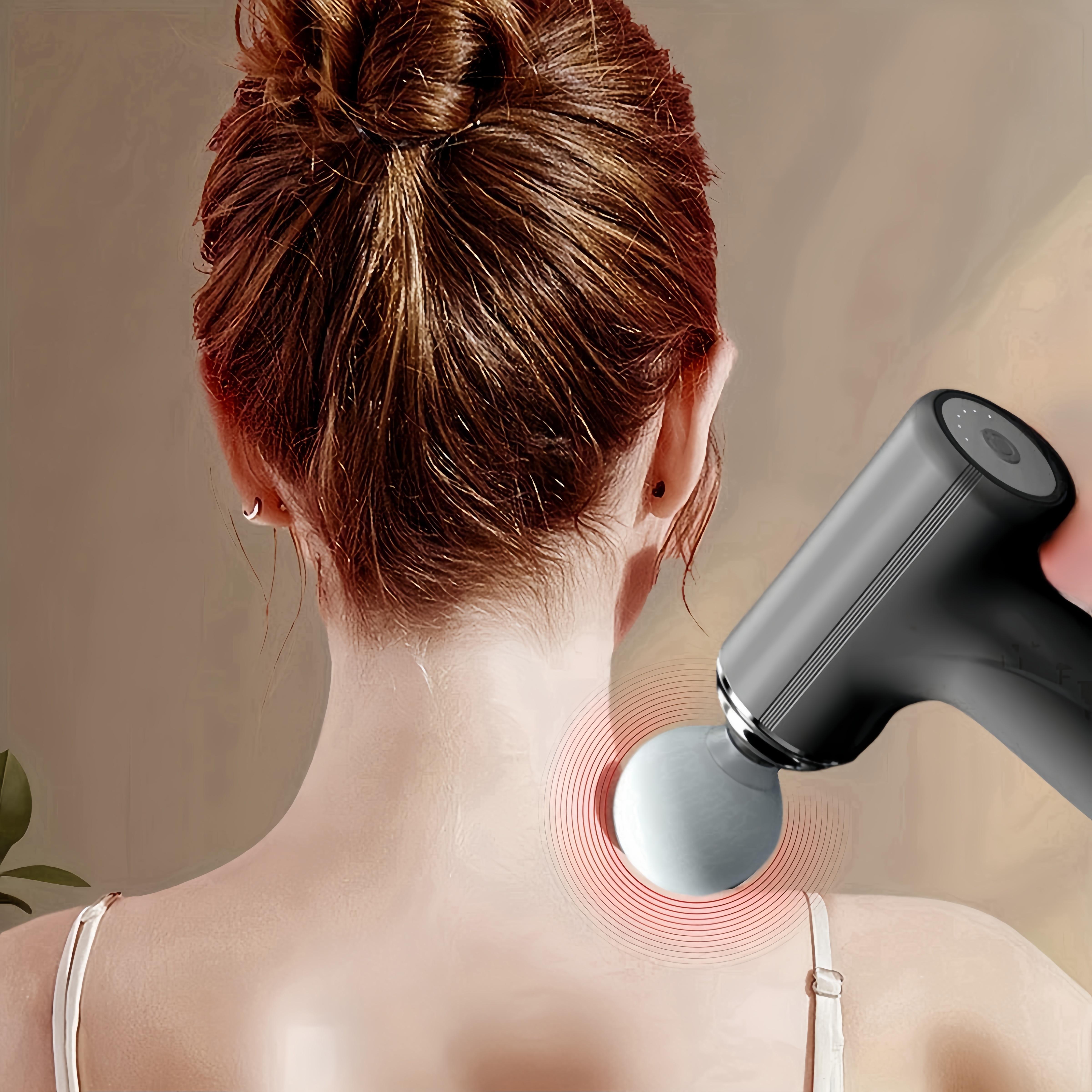 Portativ zaryadlanadigan tanani yog' massaj qilish moslamasi, o'zgaruvchan boshlar bilan, erkaklar va ayollar uchun ultra-ovozsiz fascia quroli. To'liq tana massaji va dam olish uchun ideal. Qo'l bilan ishlatiladigan perkusiv massaj quroli.