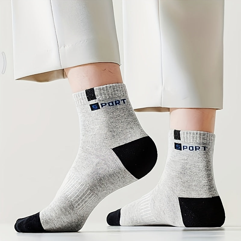 Breathable Sports Crew Socks Men Women Lightweight Knit Polyester with Letter Prints US Size 6-11
