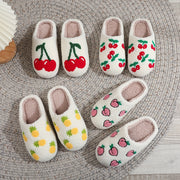 Women's Fruit Plush Slippers Warm Thick Sole Cozy Indoor Shoes