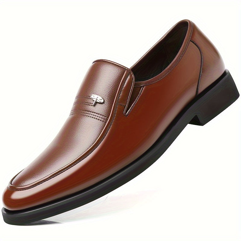 Mocasines de cuero para hombre, negros, slip-on, zapatos casuales de vestir, punta redonda, suela de goma, para todas las estaciones