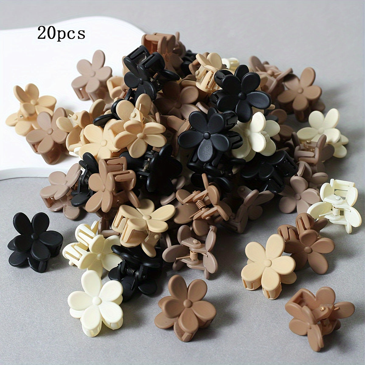 20pcs Coffee Color Heart Shaped Hair Clips for Women Small Plastic Hair Accessories