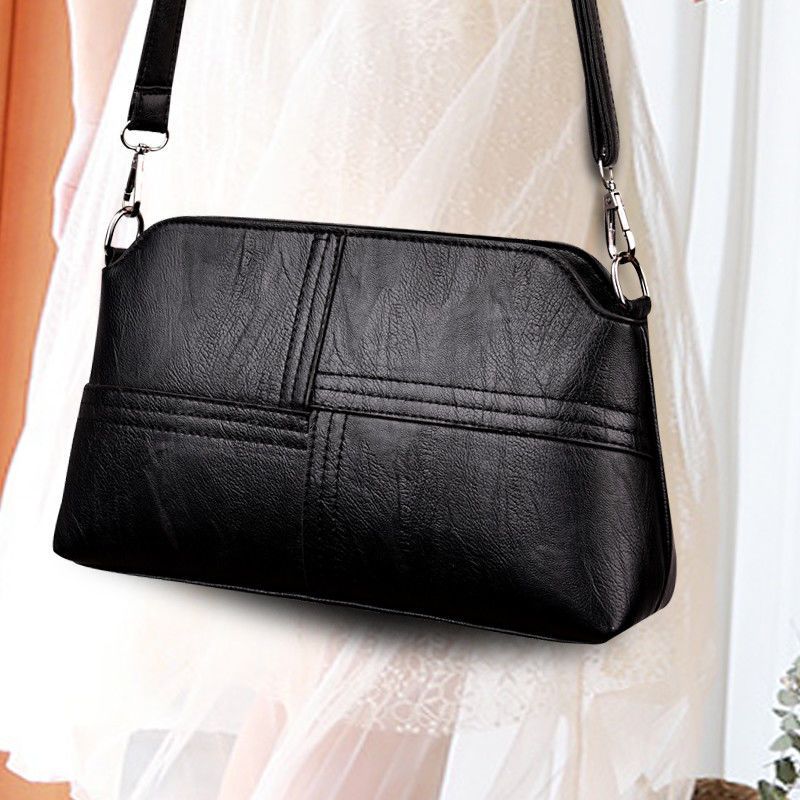 Women's Black PU Crossbody Bag with Wallet Feature