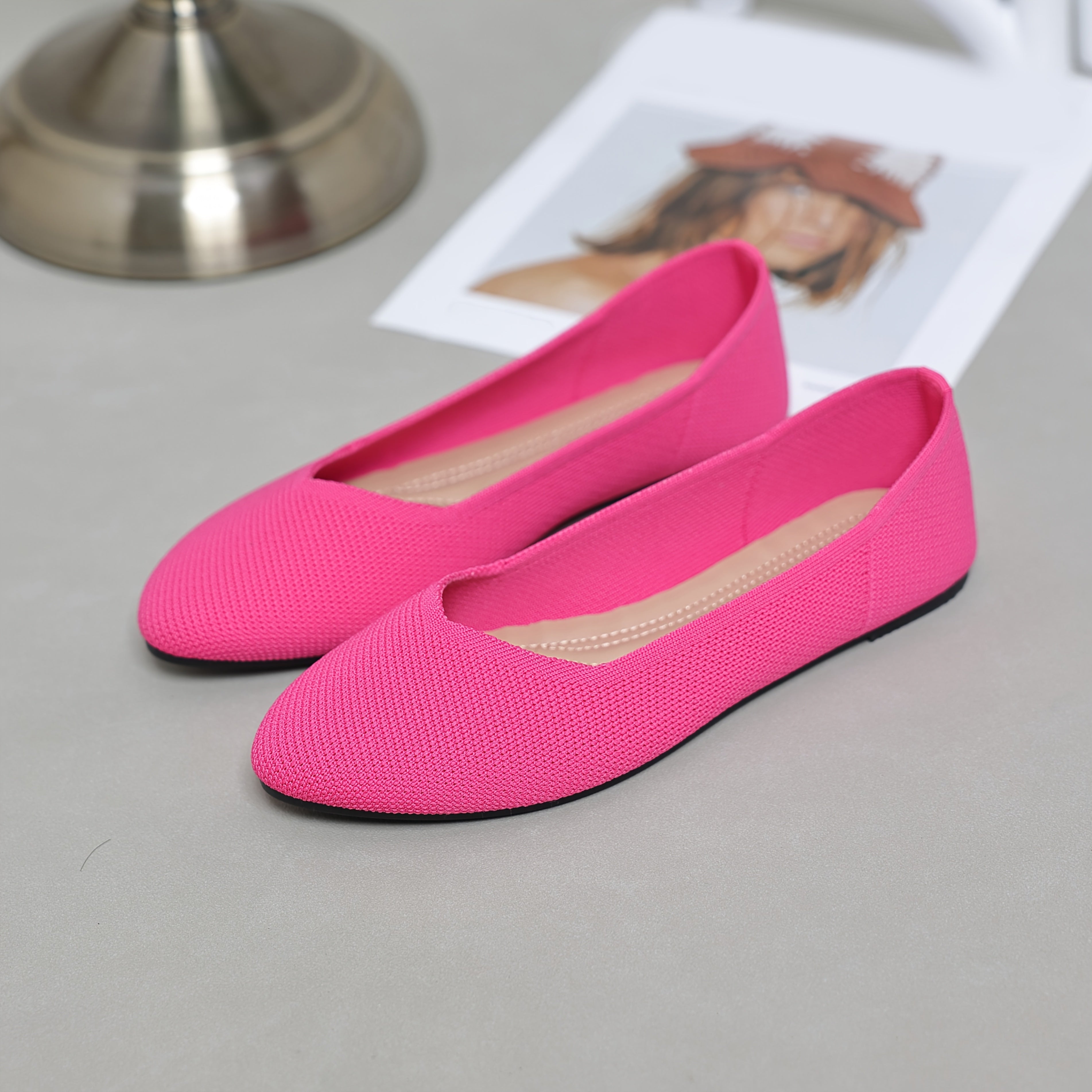 Women Knitted Slip-On Flats Breathable Casual Ballet Shoes