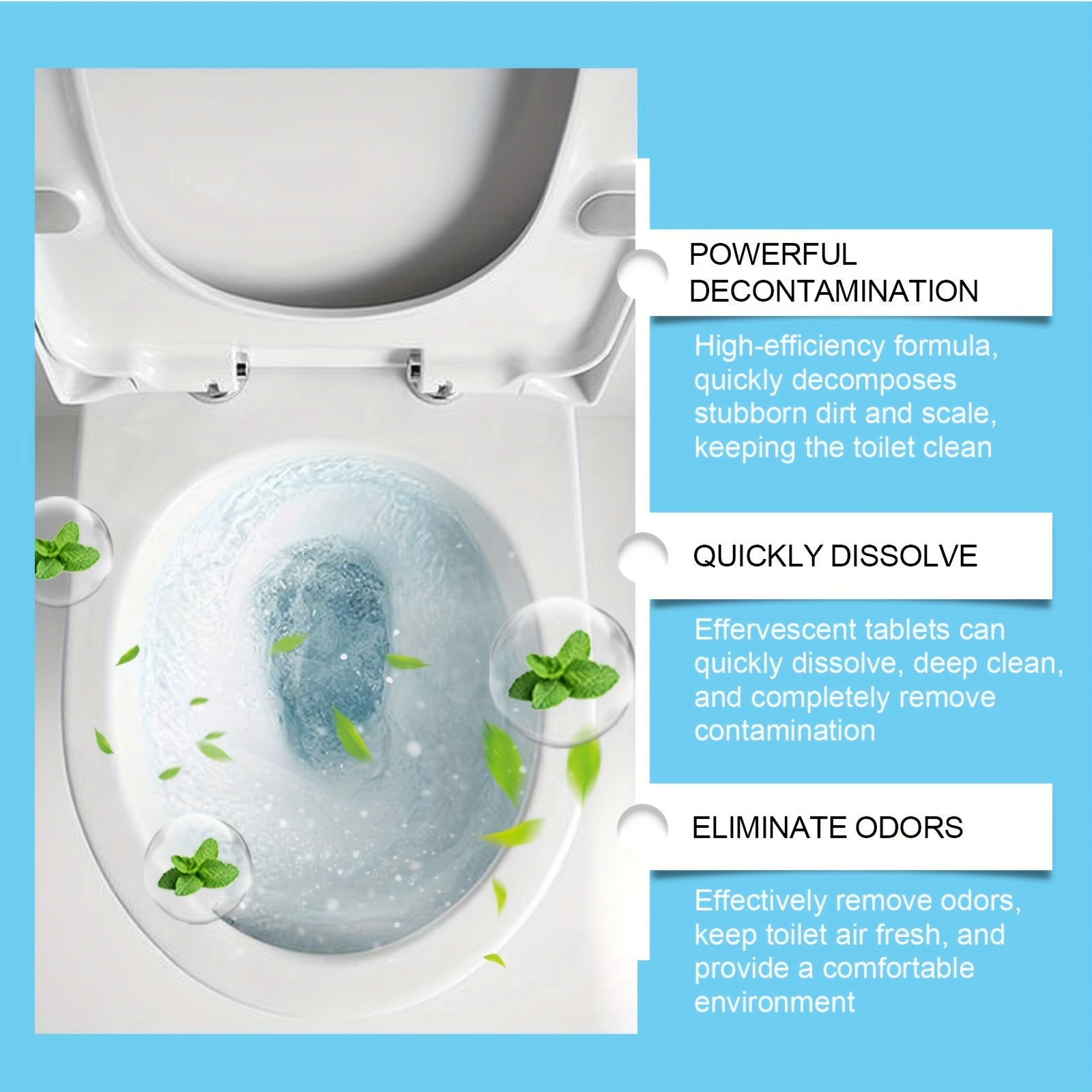 Bathroom Toilet Cleaning Tablets - Stain and Odor Removal, Bubble Technology