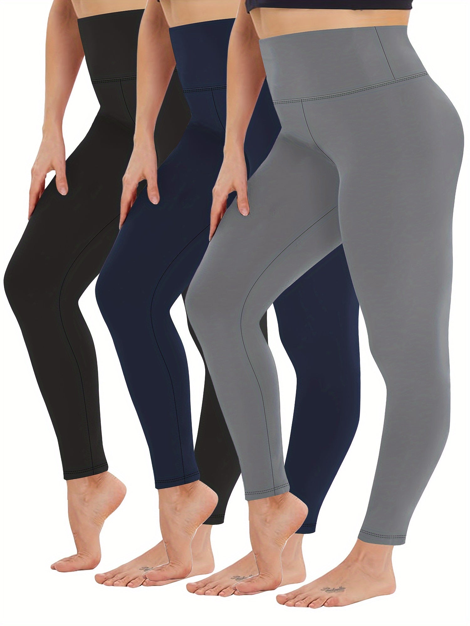 Women's Plus Size Cropped High Waist Leggings, Yoga Pants, Comfortable Fit